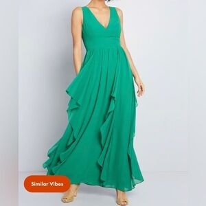 ModCloth Lace & Mesh Brand As Ruffles Ripple Maxi Dress Size XXS NWOT